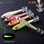 5tk kalap&uuml;&uuml;gis&ouml;&ouml;dad helendavad kalmaari rakised, roostevabad konksud kalmaari kaheksajala merep&uuml;&uuml;gi landid 5PCS