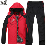 Sporting Meeste Talvised Spordidressid Meeste Komplektid Paks fliis Plus Size kapuutsid+p&uuml;ksid Sweatsuit Outwear 6XL punane