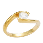 Bague Plaqu&eacute; Or 'C&acirc;lin' blanc dor&eacute; - 6 mm 54 kuld