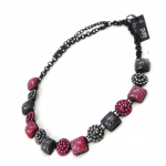 NOA [I2178] - Collier Cr&eacute;ateur 'Sissi' rouge noir punane