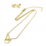Les Tr&eacute;sors De Lily [P4897] - Parure collier + boucles acier 'Love' dor&eacute; kuld