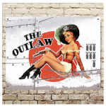 Les Tr&eacute;sors De Lily [Q5116] - Plaque m&eacute;tal r&eacute;tro 'Pin-up' the outlaw - 40x30 cm h&otilde;be