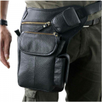 Meeste ehtsast nahast multifunktsionaalne vabaaja Messenger &uuml;he &otilde;la rist kehaga jalakotti kott v&ouml;&ouml;rihma komplekt must