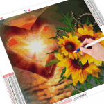 Teemanttikandid P&auml;evalilled 5D Teemantmaal Ristpistega s&uuml;damekuju 30x30CM