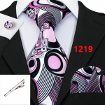Uudne Print lipsuriba komplekt Jacquard triibuline siidist lips Tasku kandiline mansetin&ouml;&ouml;pide komplekt N-1219