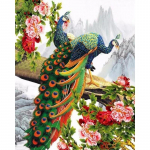 5D DIY Teemantmaali Paabulinnu Ristpistes Komplekt Mosaiik Teemanttikandid Roos T&auml;is&uuml;mmargune/ruudukujuline puur Kodukaunistus Round 20x30cm