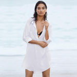 Uustulnukad Sexy Beach Cover up Sifonki valged ujumisriided Naiste rannapluus Pareo Naiste rannariided Saida de Praia ujumisriided Q46 One Size valge