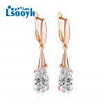 LSOOYH Clip K&otilde;rvar&otilde;ngad Roosa kullav&auml;rvi Moodne k&otilde;rvar&otilde;ngas Naistele Cubic Zirconia Hoop Hoop Long Drop K&otilde;rvar&otilde;ngad Ehted A