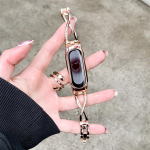 Moe teemant Xiaomi Band 7 6 rihmaga roostevabast terasest randmepael Xiaomi Mi Band jaoks 6 5 4 3 Kellarihma vahetus rihma kett K&auml;ev&otilde;ru Naiste rihm For Mi Band 6 roosa kuldne v&auml;rv