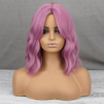 MISS PARUK Purpurne laineline s&uuml;nteetilisest kuumuskindlast kiust parukas tukkidega naistele Must roosa pruun Cosplay igap&auml;evane parukas 35 cm