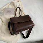 Yogodlns Winter Women Alligaator Pattern Flap &Otilde;lakott PU Nahast Vintage Suure mahutavusega Crossbody kott 33x12x25cm kohv
