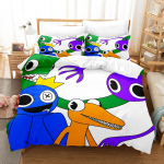 3D Rainbow Friends voodipesukomplektid tekikott koos padjap&uuml;&uuml;riga, kaheinimesevoodi, t&auml;issuuruses kuninganna voodiriided voodipesu US Twin 173x218