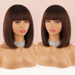 LISI HAIR Ombre Tumepruuni v&auml;rvi l&uuml;hike sirge Bob parukas &otilde;lgade pikkusega Naturaalne sirge Bob parukas Igap&auml;evaselt kantav s&uuml;nteetiline parukas