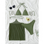 Uus 3 v&auml;rvi p&auml;itsed seelikuga bikiinid naiste ujumisriided naiste ujumistrikoo Kolmeosaline bikiinikomplekt supluskost&uuml;&uuml;m ujumisdaam S must