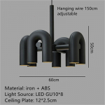 Loominguline U-kujuline elutoa LED-l&uuml;htriga P&otilde;hjamaade disaineri korteri n&auml;ituse kodu dekoratiivne rippvalgusti 4 head light must