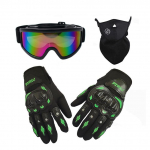 Mootorrattas&otilde;idu 3-osaline motokrossi kiiver tuuleklaasi suusamask Mootorrattas&otilde;idu Hardshell kindad One Size roheline