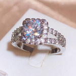 925 tempel, klassikaline ruut, valge tsirkooniumoksiidist s&otilde;rmus naiste peole, pulmakihlus, moe ehted, kingitus 10 valge