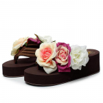 Suvised k&otilde;rge kontsaga roosa libisemiskindlad naiste sandaalid-t&uuml;druku sussid 35 pruun