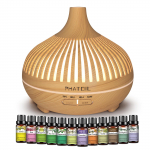 PHATOIL 500ML eeterlike &otilde;lide hajuti 12 tk eeterlike &otilde;lidega kinkekomplektiga, aroomiteraapia hajuti &otilde;huniisutaja suure ruumi kodukontorisse US-500ml Wood Humidifier+12 Essential Oil