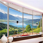 Moodne Loov R&otilde;du 3D Seinamaal Lagi Aknad Loodusmaastikud Fotod Tapeet Elutuba Magamistuba Kodu Kaunistus Seinamaal 200 cm(W) x 140 cm(H)