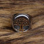 Nordic+Jewelry K&auml;siehted Titaanterasest Kuldne Viking Life Tree Dominant Vintage Ring Meeste ehted 12Number kuld