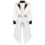 Meeste gooti jope Steampunk frakk, pikk mantel Halloweeni keskaegne kost&uuml;&uuml;m S valge