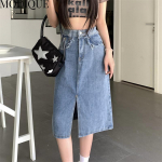 MODIQUE 2023 suvised l&uuml;hikesed p&uuml;ksid, naiste seelik, elastne vaba vaba vaba vabaaja vanaaegne naiste A-line massiivne magus k&otilde;rge v&ouml;&ouml;kohaga teksaseelik, sinine L sinine