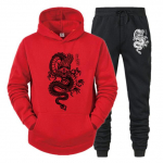 Naiste pikkade varrukatega naiste dressikomplekt kapuuts + p&uuml;ksid kevadtalvise draakoni printiga vabaaja fliisist dressipluus Spordir&otilde;ivad Homme t&auml;navar&otilde;ivad naiste r&otilde;ivad S