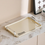 Luksuslik beež hoiualus Elutuba Teetassid Kruusid Teealus K&ouml;&ouml;k Puuviljakandik &Otilde;htus&ouml;&ouml;gitaldrikud Magustoidualus k&auml;epidemega 1Pc Beige S