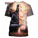 India God Of Destruction Shiva Lord T-s&auml;rk 3D Prindiga Unisex Suvine meeste naiste hiphop Harajuku t&auml;navar&otilde;ivaste tee L