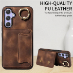 R&otilde;ngas nahast telefoni&uuml;mbris iPhone 15 Pro 14 Plus 13 12 Samsung Galaxy A54 A34 A24 A14 A73 A53 A33 A13 A52S A72 S23 Ultra S22 S21 FE &uuml;mberp&ouml;&ouml;ratav rahakoti kate Samsung S21 FE must