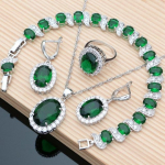 Lilla kalliskivi Amet&uuml;st 925 h&otilde;be ehete komplektid k&otilde;rvar&otilde;ngad s&otilde;rmused aksessuaarid naiste pulmaahvi kaelakee komplekt 8 roheline