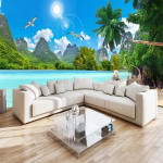 Kohandatud tapeet 3D kookosp&auml;hklipuu maastik seinamaaling loodusmaastik Seinamaal elutuba magamistuba 3D kodukaunistus 200 cm(W) x 140 cm(H)