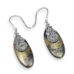 Naturaalsest Apache p&uuml;riidist v&auml;&auml;riskivist 925 sterlingh&otilde;bedast k&auml;sitsi valmistatud ovaalse kujuga rippuvad k&otilde;rvar&otilde;ngad naistele ja t&uuml;drukutele