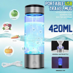 420 ml 3-minutiline kaasaskantav vesinikurikas veetassiga ionisaator/generaator Super Antioxidants ORP vesinikupudel, laetav