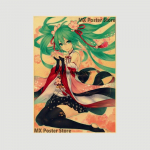 Anime Idol Cartoon Laulja Miku Plakat HD Print J&otilde;upaber Retro Seina Kunst Pildid Magamistoa Dekoratiivmaal Kodukaunistuse Kingitused 30x21cm