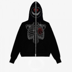 Zip Up Skeleton Dark Femme Y2k dressipluusid Oversized Hip Hop Streetwear kapuuts Talveriided Pullover Pusad Grunge Topid S must