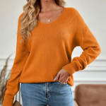 S&uuml;gisene pikkade varrukatega avar sviiter naistele 2023 Talvine soe V-kaelusega pulloverid Pehmed silmkoelised top džemprid Kudumid Elegantne 29425 S taevasinine v&auml;rv