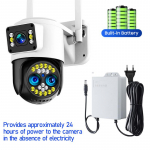 AIOOK YOOSEE APP turvakaamera Wifi PTZ juhtmevaba v&auml;likaamera HD 24MP 8K 10X ZOOM automaatne kahesuunaliste k&otilde;nede j&auml;lgimine v&auml;rviline &ouml;&ouml;n&auml;gemine Camera+batterie+64GB