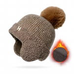 Talvine pehme k&otilde;rvakaitsekork, kapuuts, naiste soe kootud villane m&uuml;ts One Size khaki