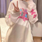 Harajuku Y2k kiri, s&uuml;damega fliisist kapuuts, naiste Harajuku t&auml;navariided, valge pikkade varrukatega kampsun Korea Kpop Alt Tops M valge
