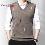Meeste Argyle kampsun vestid V-kaelusega varrukateta pullover Klassikaline &auml;rikudum Villane kardigan s&uuml;gistalvine vest M khaki