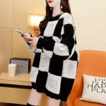 Pullover Kampsun Naiste S&uuml;gistalve Disain Naine V&auml;ike Sinine Roheline &Otilde;mblemisega Ruuduline Sviiter Naiste Uued Laisad Kampsun Topid One Size roheline