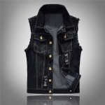 Meeste suures suuruses must teksavest vest, rebenenud vest S-6XL S must