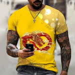 Uus suvine vabaaja T-s&auml;rk Meeste Zodiac Hiina draakon 3D-printimine T-s&auml;rk L&uuml;hikeste varrukatega Suured XXXXL