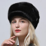 Talvised &auml;&auml;ristega m&uuml;tsid naistele k&otilde;rvakate Luksuslik Domo naturaalsest naaritsakarva m&uuml;ts Kvaliteetne k&uuml;lmak&uuml;bar Naiste ehtsast naaritsakarvast talvekarusnahast m&uuml;tsid adjustable(55-60cm) must