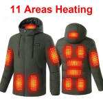 Meeste 11 ala soojendusega jope vest elektriline soojendusega vest USB soojendusega jope soojendusega vest Naiste soojendusega kehasoojendaja soojendusega sulejope XL armee roheline v&auml;rv