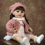Elutruu Princess Reborn Baby Dolls Girl t&auml;issilikoonist vin&uuml;&uuml;list 22-tollised beebinuku m&auml;nguasjad, mis on valmistatud KEIUMI laste s&uuml;nnip&auml;evakingitustest 22 inch about 55 cm pruun