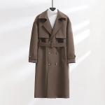 Meeste Trench-mantel kevad-s&uuml;gisene pika kaherealise rev&auml;&auml;riga tuulejope v&ouml;&ouml;ga Inglismaa stiilis M-6XL XXL helepruun v&auml;rv