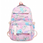 Naiste koolikott Cartoon Print Campus Studenti suure mahutavusega seljakott roosa